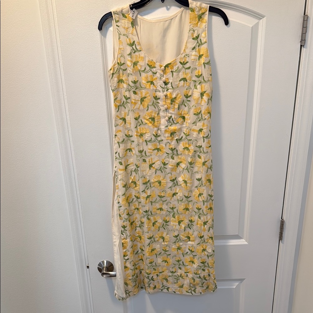 Floral Yellow Sleeveless Kurta